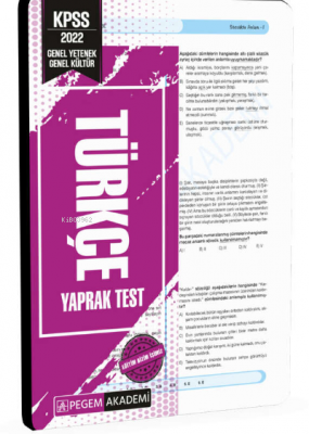 2022 KPSS Genel Yetenek Genel Kültür Türkçe Yaprak Test Kolektif