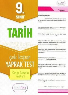 9. Sınıf Tarih Konu Tarama Yaprak Testleri Kolektif