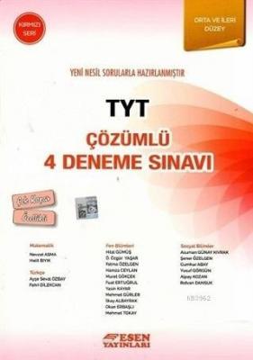 Esen Yayınları TYT Çözümlü 4 Deneme Sınavı Kırmızı Seri (Orta ve İleri