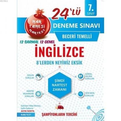 Nartest Yayınları 7. Sınıf İngilizce Nar Tanesi 24 lü Deneme Sınavı Na